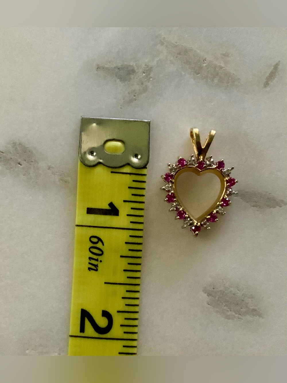 JTV Reversible Heart Pendant - Pink & Blue Sapphire Gold-Tone Halo - Picture 3 of 5